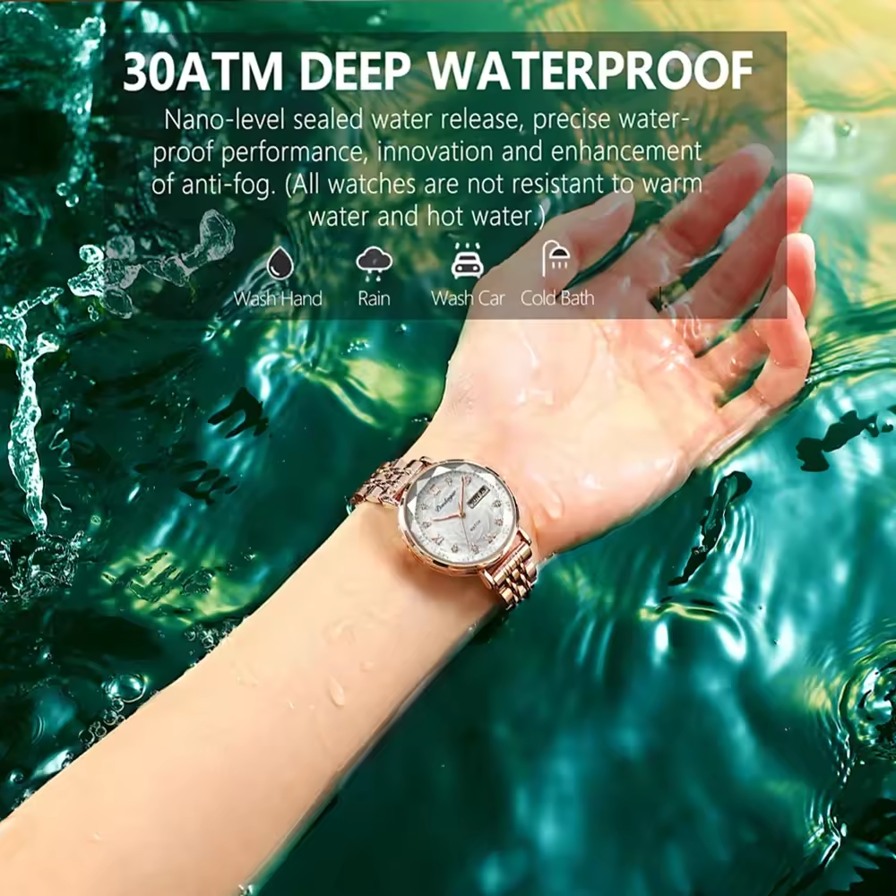 Poedagar 780 Montres élégantes de luxe pour les femmes Étanche Lumineux Date Dames Montre en acier inoxydable Quartz Femmes Montre