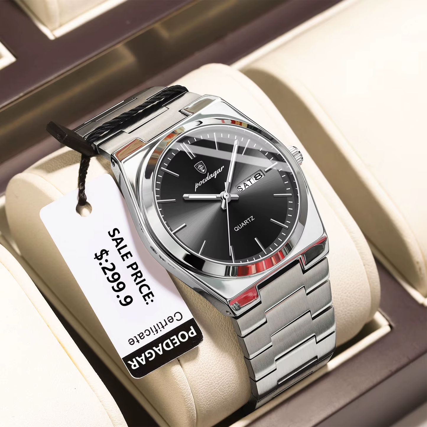 POEDAGAR-Montre-bracelet de sport à quartz de luxe pour homme, montres étanches pour homme, acier inoxydable, Shoous Date et semaine