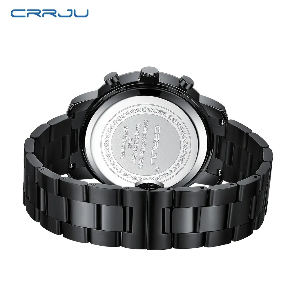 CRRJU-Montre Chronographe en Acier Inoxydable pour Homme, Accessoire de Luxe, Étanche, avec Date Analogique, à Quartz, pour Affaires ⭐️⭐️⭐️⭐️⭐️5.0
