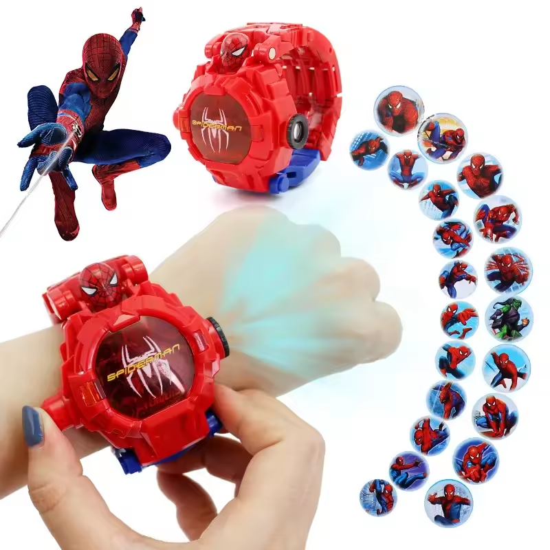 Disney Spiderman 24 modèles de Projection enfants montres pour garçon déformation Robot Projection horloge électronique enfants noël