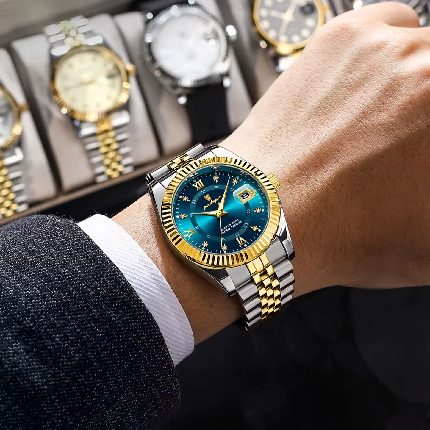 POEDAGAR marque de luxe homme montre-bracelet étanche lumineux Date hommes montre en acier inoxydable de haute qualité sport hommes montres à Quartz