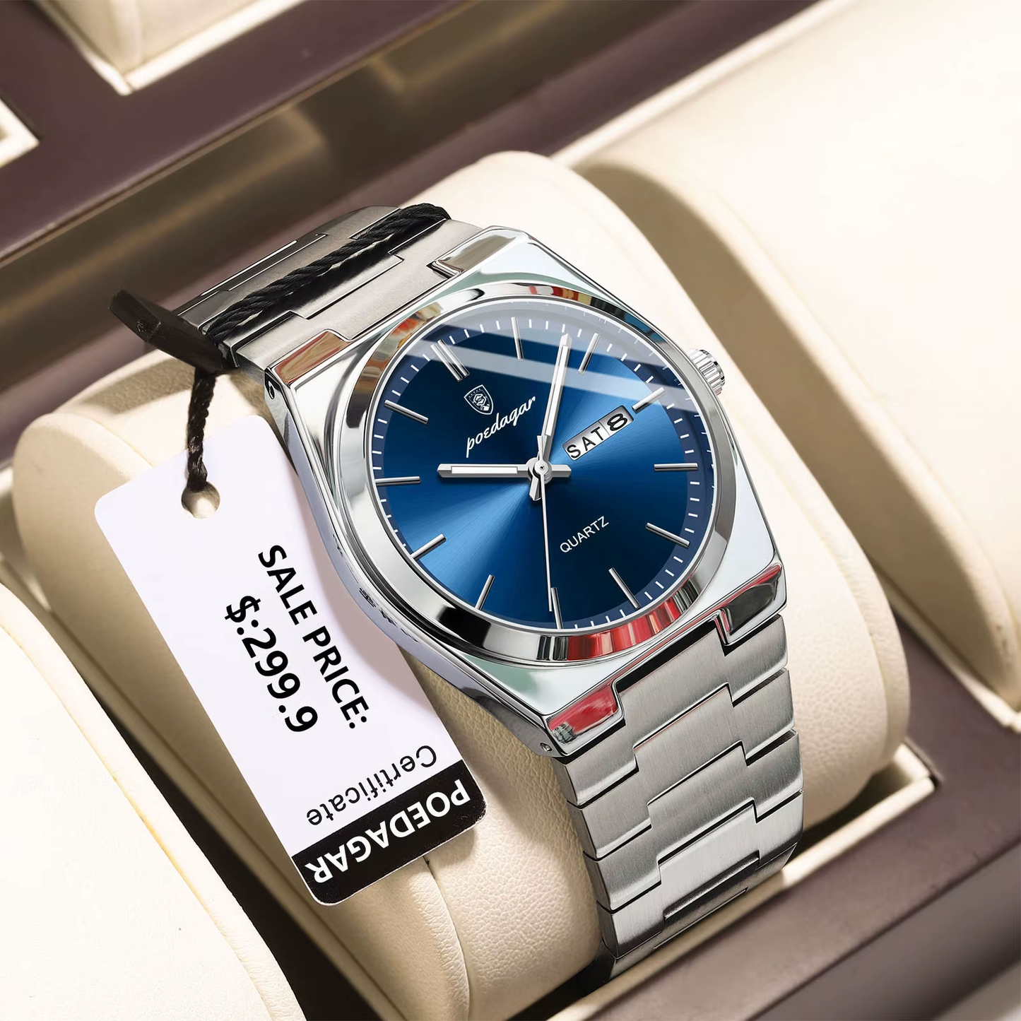 POEDAGAR-Montre-bracelet de sport à quartz de luxe pour homme, montres étanches pour homme, acier inoxydable, Shoous Date et semaine