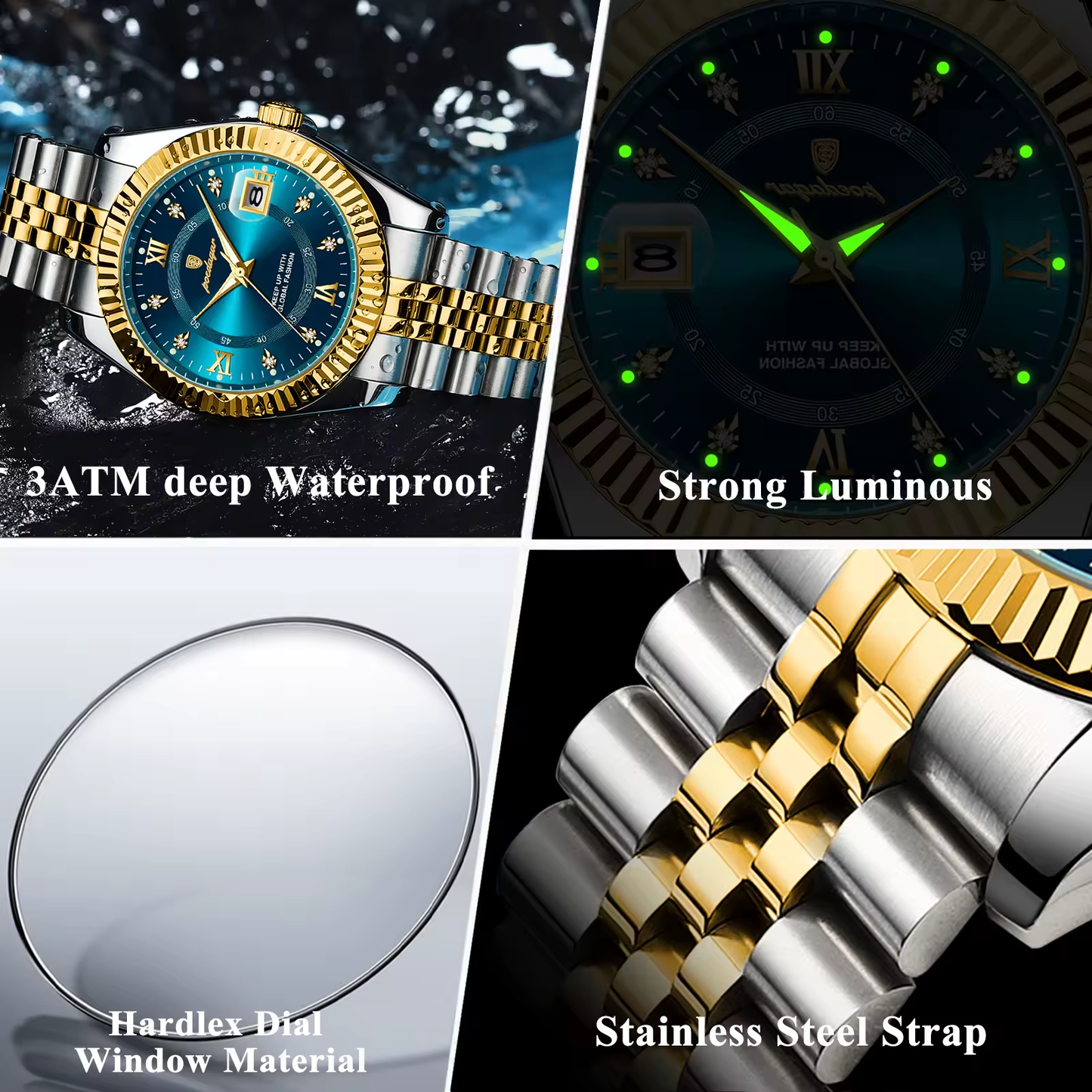 POEDAGAR marque de luxe homme montre-bracelet étanche lumineux Date hommes montre en acier inoxydable de haute qualité sport hommes montres à Quartz