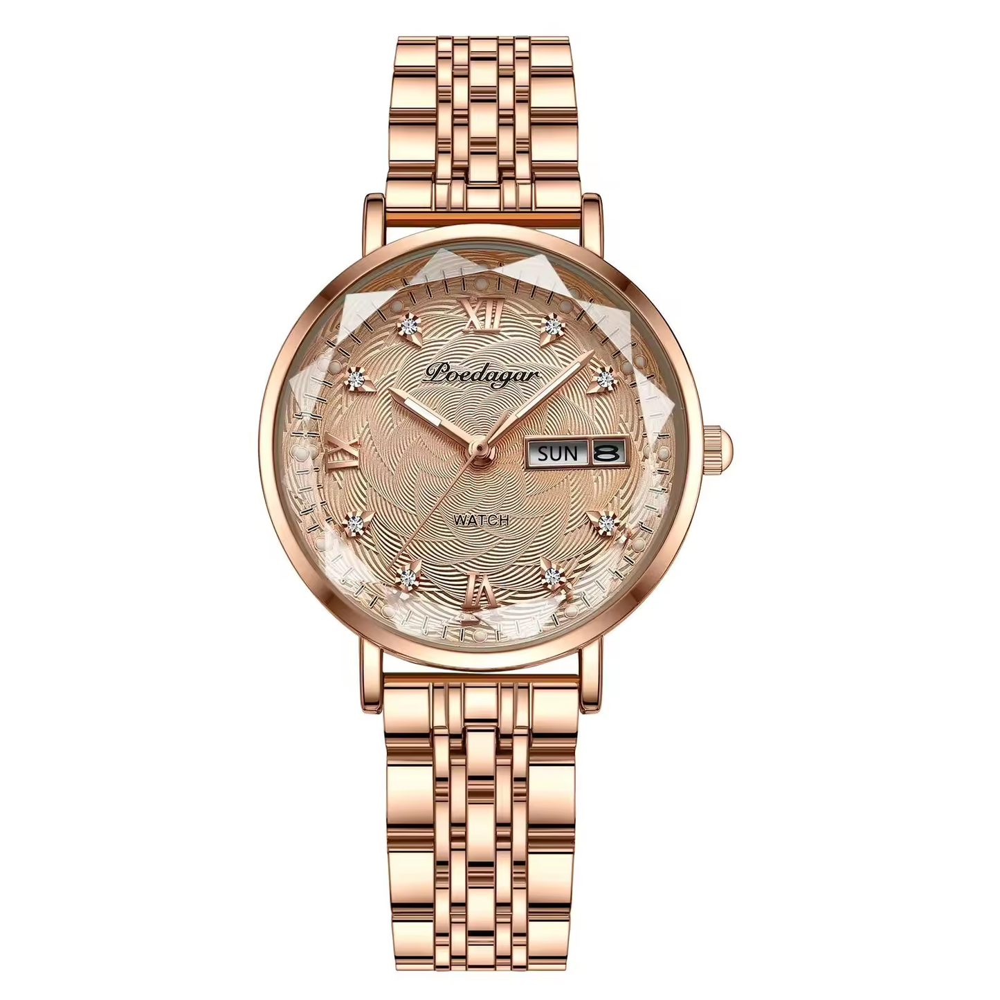 Poedagar 780 Montres élégantes de luxe pour les femmes Étanche Lumineux Date Dames Montre en acier inoxydable Quartz Femmes Montre