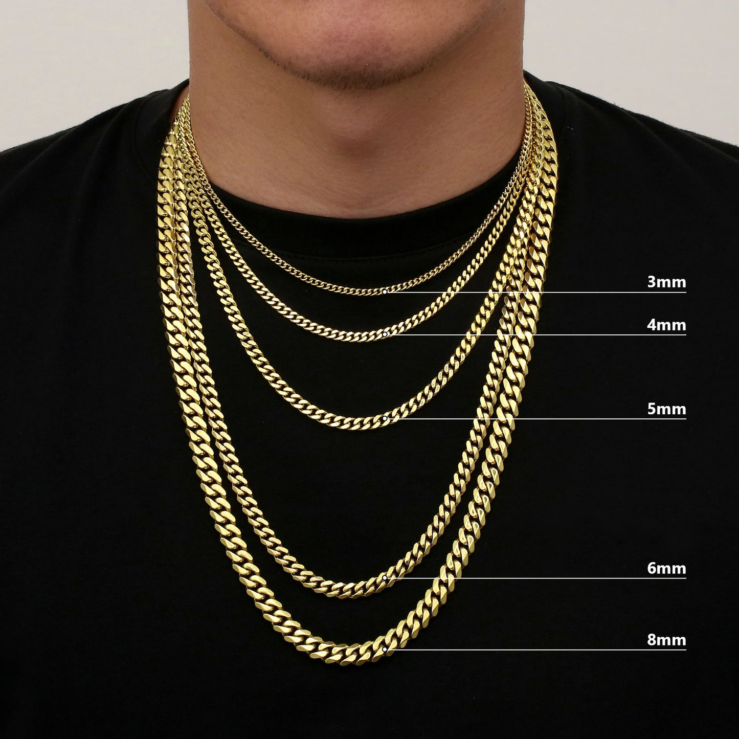đ„ Collier Miami Cubain Diamond Cut â Unisexe â 5 mm plaquĂ© or vĂ©ritable 14K