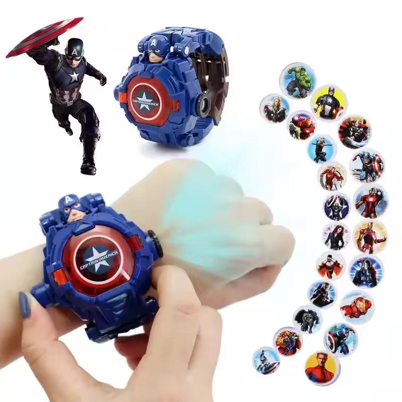 Disney Spiderman 24 modèles de Projection enfants montres pour garçon déformation Robot Projection horloge électronique enfants noël