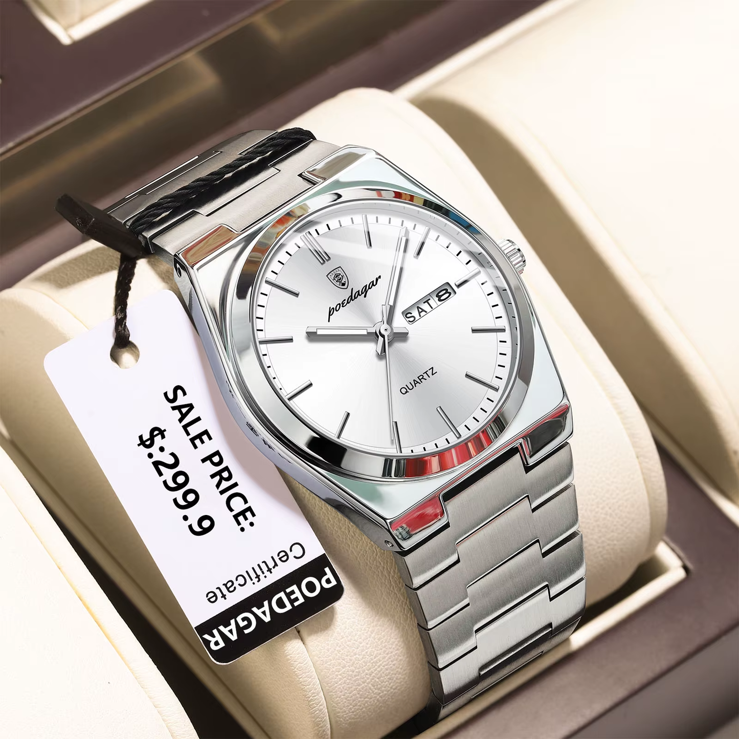 POEDAGAR-Montre-bracelet de sport à quartz de luxe pour homme, montres étanches pour homme, acier inoxydable, Shoous Date et semaine