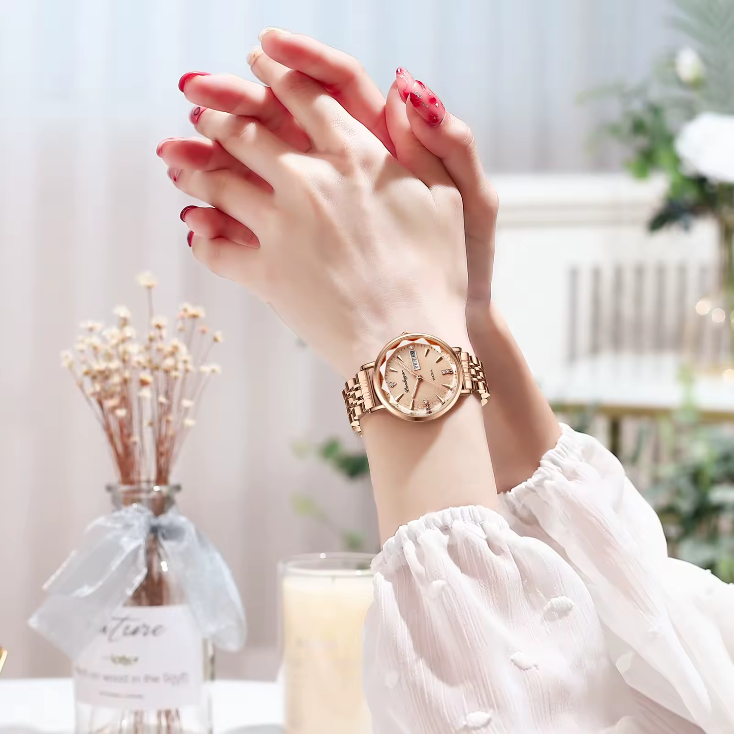 Poedagar 780 Montres élégantes de luxe pour les femmes Étanche Lumineux Date Dames Montre en acier inoxydable Quartz Femmes Montre