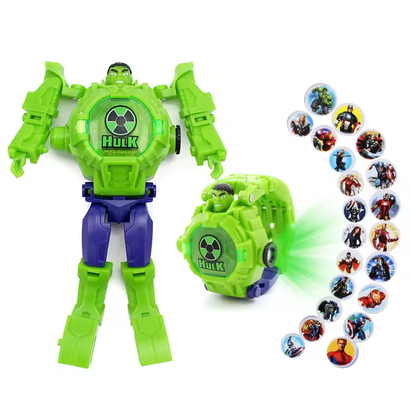 Disney Spiderman 24 modèles de Projection enfants montres pour garçon déformation Robot Projection horloge électronique enfants noël