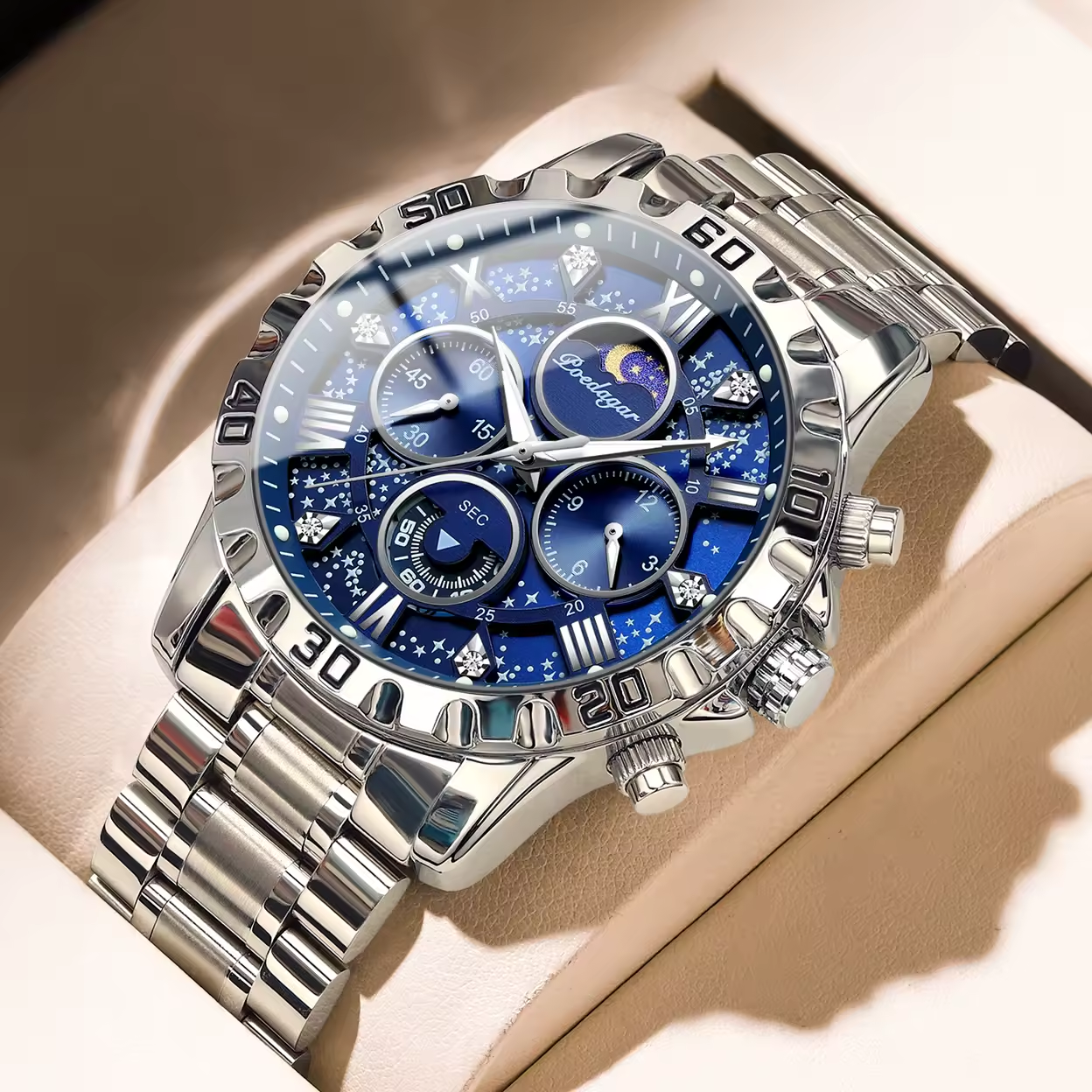 POEDAGAR-Montre-bracelet de sport à quartz pour homme, chronographe Shoe étanche, montres en cuir pour homme, haute qualité