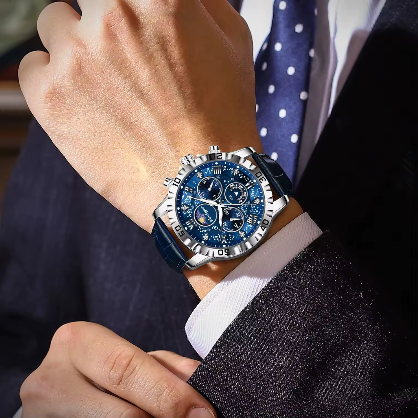 POEDAGAR-Montre-bracelet de sport à quartz pour homme, chronographe Shoe étanche, montres en cuir pour homme, haute qualité
