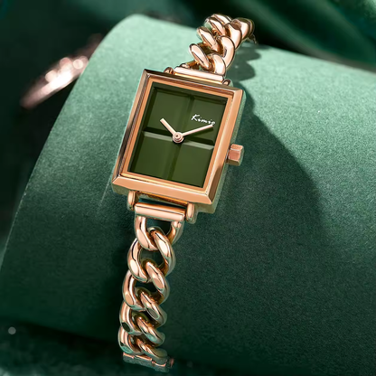 Glamour et Sophistication : Montre Kimio en or rose et cadran vert