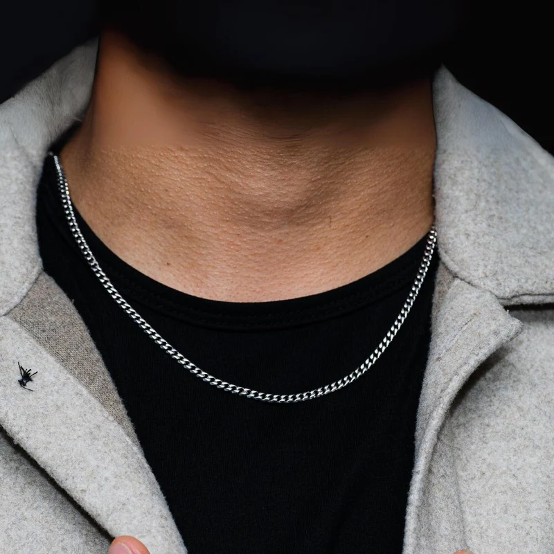 Collier Chaîne Cubaine Argentée – 3 mm