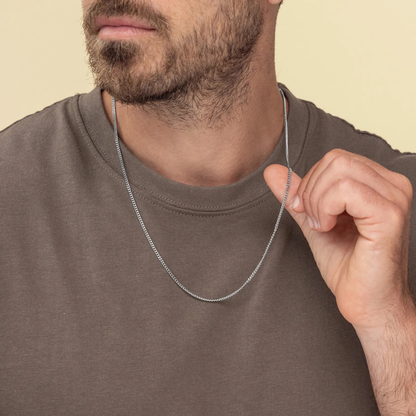 Collier Chaîne Cubaine Argentée – 3 mm