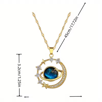 Collier pendentif étoile Saturne pour femme, bijoux en acier inoxydable, cadeau d'anniversaire....