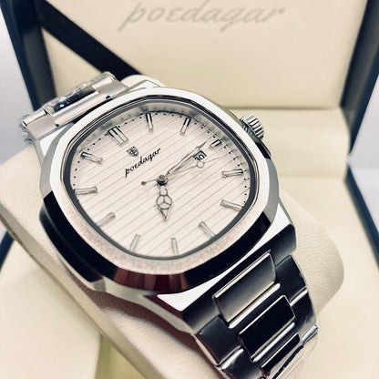 POEDAGAR 613 Montre de luxe pour homme, étanche, lumineuse, avec date, cadran carré, quartz...