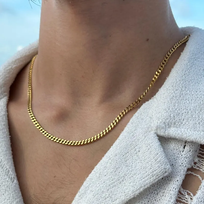 🔥 Collier Miami Cubain Diamond Cut – Unisexe – 4 mm plaqué or véritable 14K