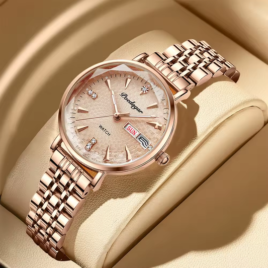 Poedagar 780 Montres élégantes de luxe pour les femmes Étanche Lumineux Date Dames Montre en acier inoxydable Quartz Femmes Montre