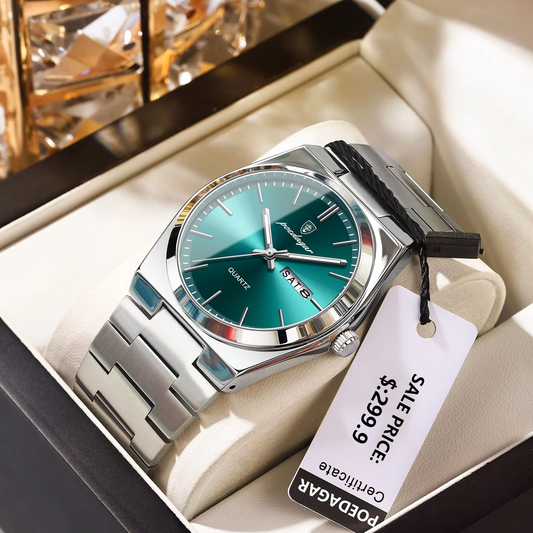 POEDAGAR-Montre-bracelet de sport à quartz de luxe pour homme, montres étanches pour homme, acier inoxydable, Shoous Date et semaine