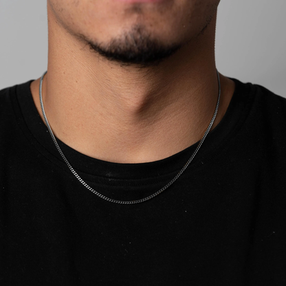 Collier Chaîne Cubaine Argentée – 3 mm