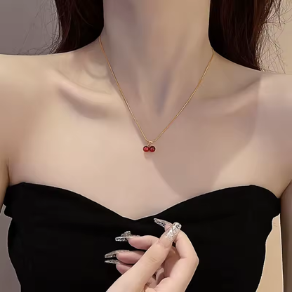 Ensemble collier et boucles d'oreilles pendentif couleur or pour femme, bijoux de mariage, cadeaux d'anniversaire, personnalité, rouge vin.