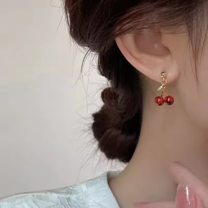 Ensemble collier et boucles d'oreilles pendentif couleur or pour femme, bijoux de mariage, cadeaux d'anniversaire, personnalité, rouge vin.