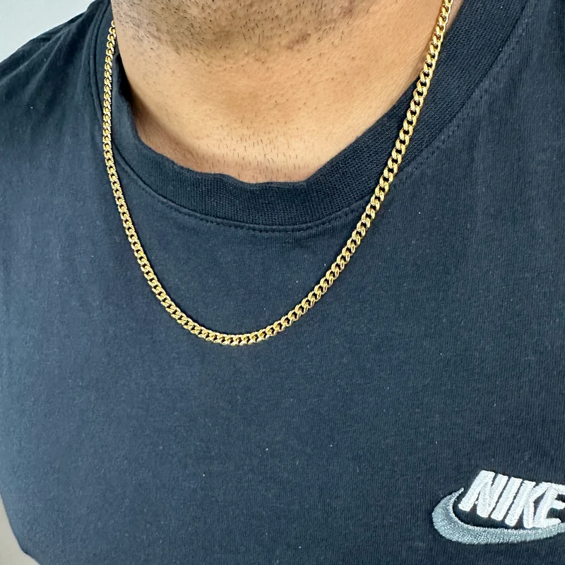 🔥 Collier Miami Cubain Diamond Cut – Unisexe – 4 mm plaqué or véritable 14K