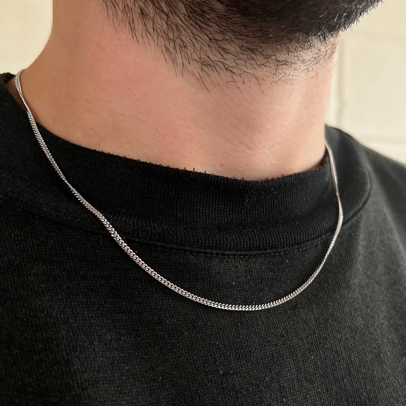 Collier Chaîne Cubaine Argentée – 3 mm