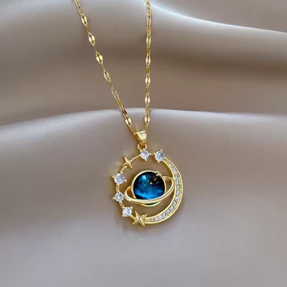 Collier pendentif étoile Saturne pour femme, bijoux en acier inoxydable, cadeau d'anniversaire....