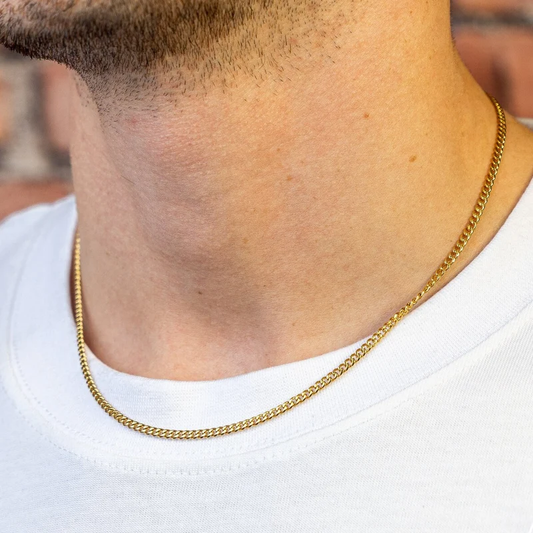 🔥 Collier Miami Cubain Diamond Cut – Unisexe – 3 mm plaqué or véritable 14K