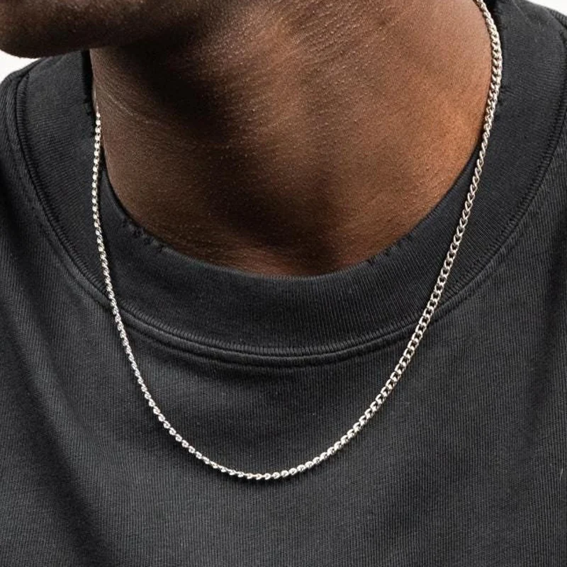 Collier Chaîne Cubaine Argentée – 3 mm