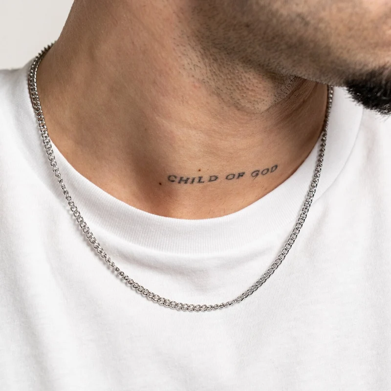 Collier Chaîne Cubaine Argentée – 3 mm