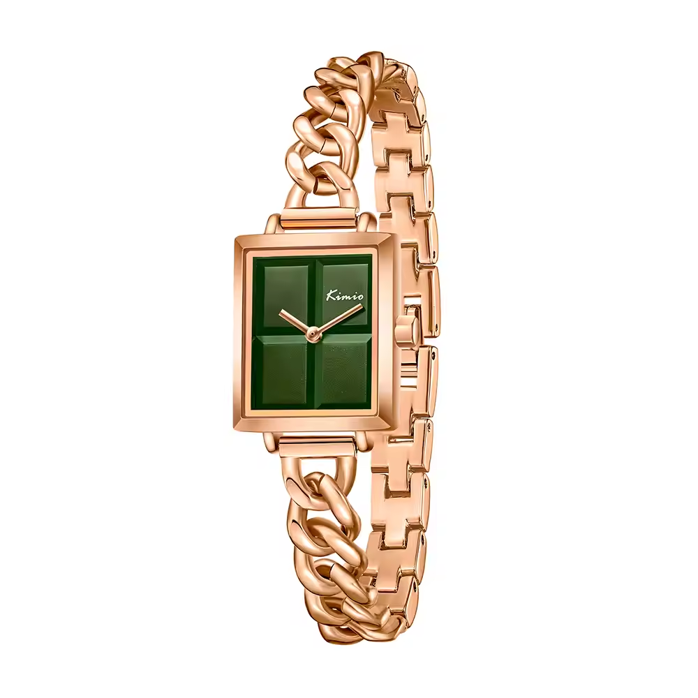 Glamour et Sophistication : Montre Kimio en or rose et cadran vert