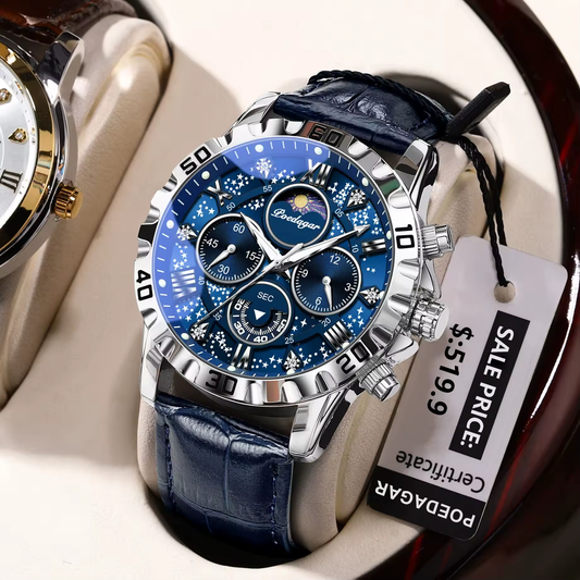 POEDAGAR-Montre-bracelet de sport à quartz pour homme, chronographe Shoe étanche, montres en cuir pour homme, haute qualité