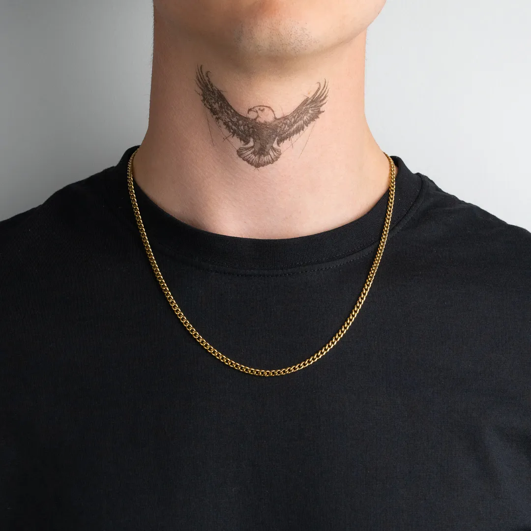 🔥 Collier Miami Cubain Diamond Cut – Unisexe – 3 mm plaqué or véritable 14K