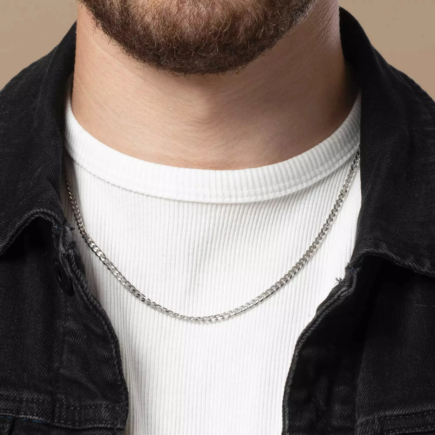 Collier Chaîne Cubaine Argentée – 3 mm
