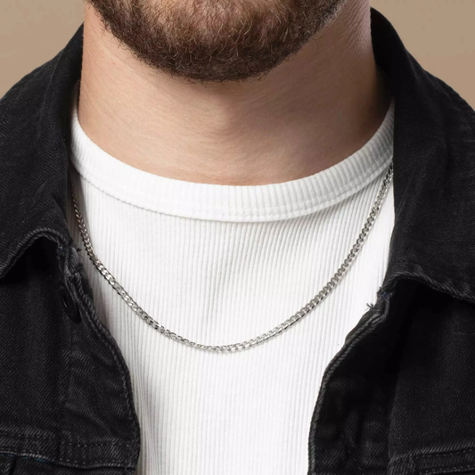 Collier Chaîne Cubaine Argentée – 3 mm