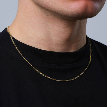 🔥 Collier Miami Cubain Diamond Cut – Unisexe – 2 mm plaqué or véritable 14K et argent