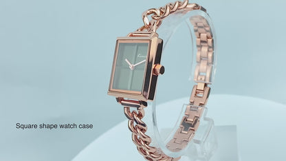 Glamour et Sophistication : Montre Kimio en or rose et cadran vert